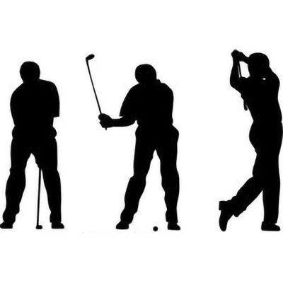 silhouette of golfer teeing off