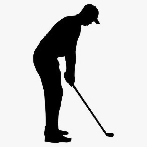 silhouette of golfer teeing off
